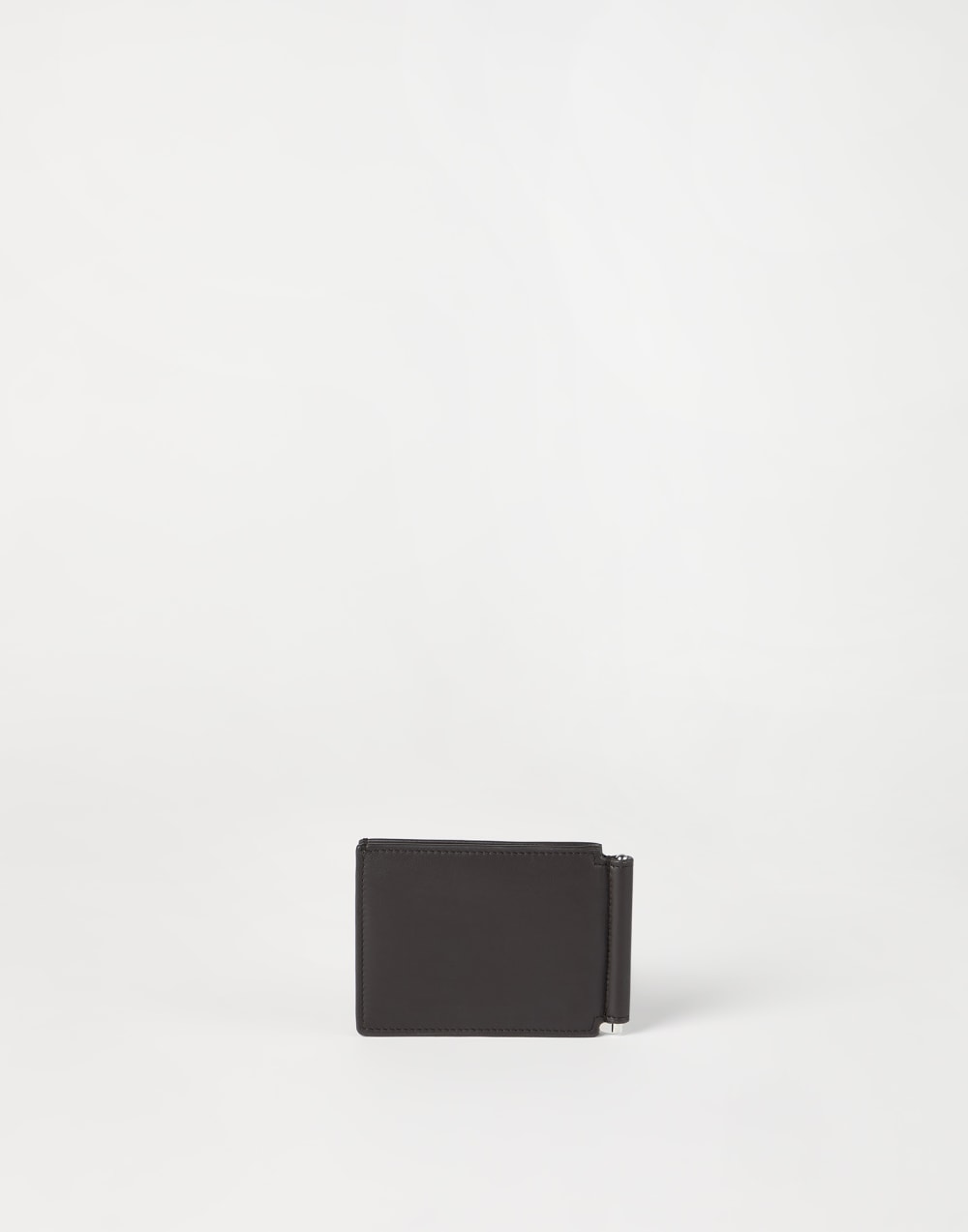 Calfskin money clip wallet Chocolate Man - Brunello Cucinelli