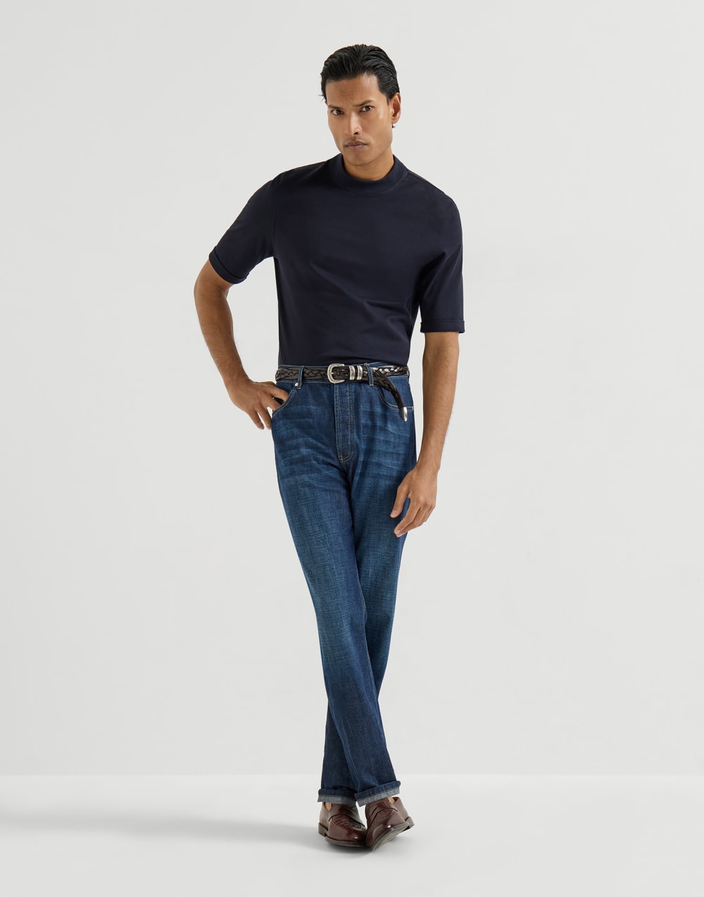 五袋标志版型长裤 深牛仔色 男款 - Brunello Cucinelli