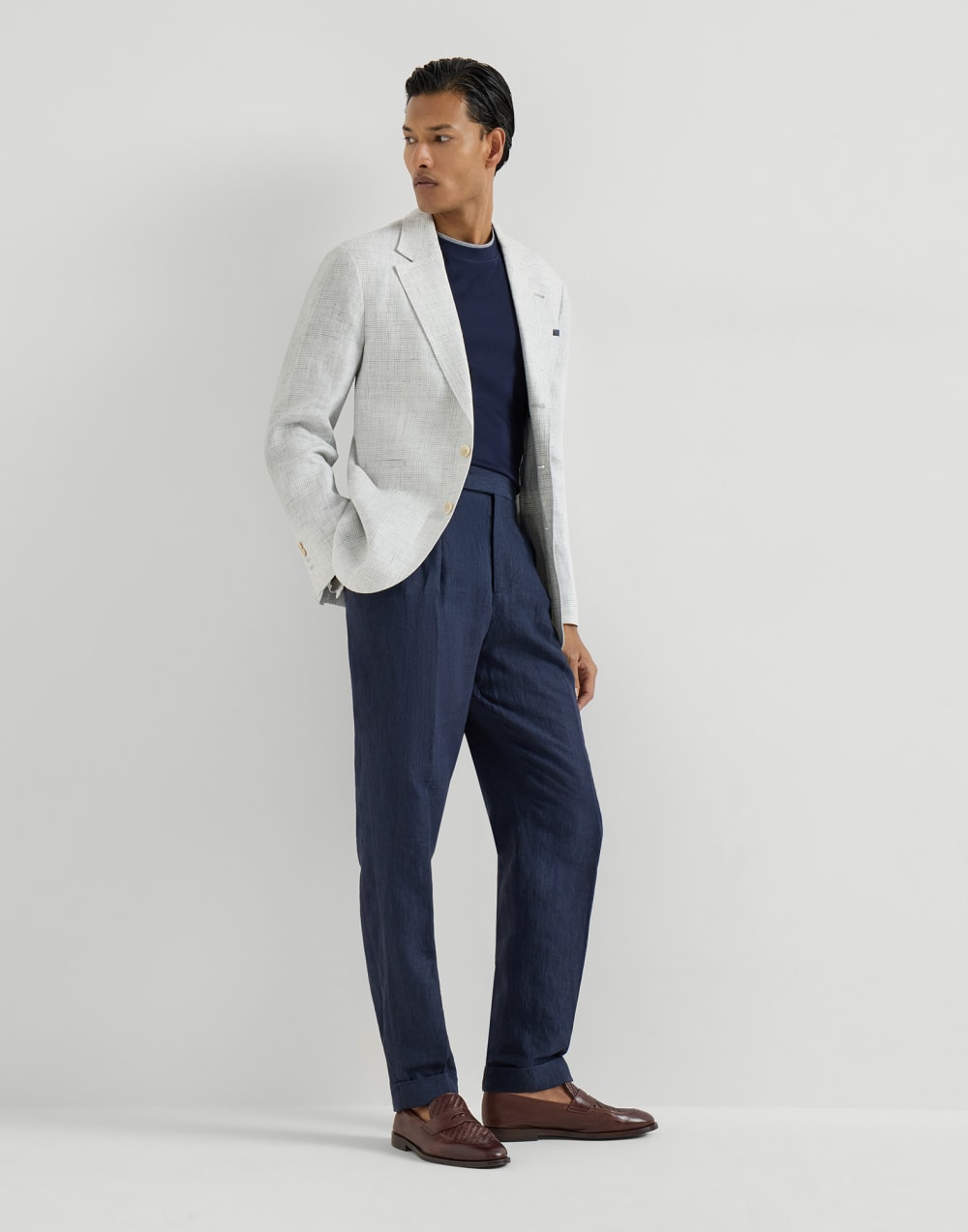 Camiseta con capas de imitación Cobalto Hombre - Brunello Cucinelli