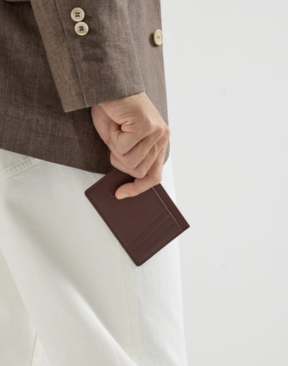 Calfskin card case Brown Man - Brunello Cucinelli