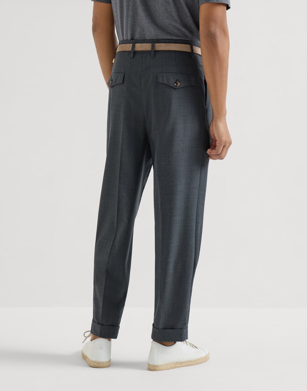 Virgin wool trousers Anthracite Man - Brunello Cucinelli