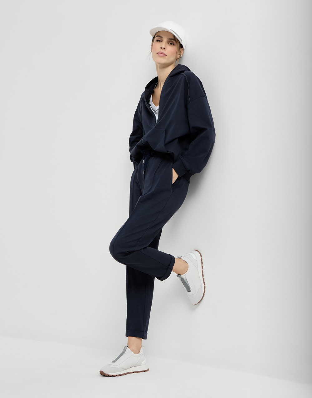 帆布和绒面革材质运动鞋 白色 女款 - Brunello Cucinelli