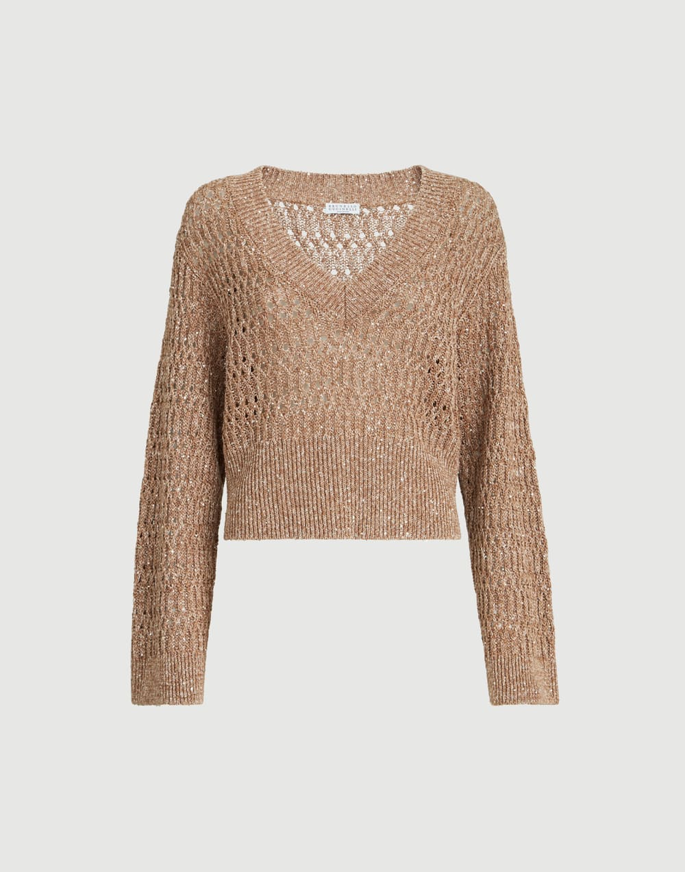 Dazzling braids sweater Brown Woman - Brunello Cucinelli
