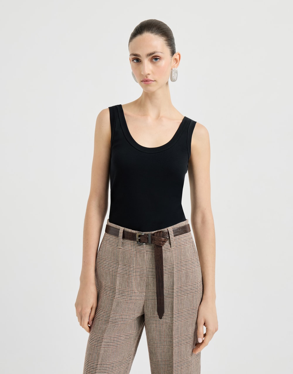 Haut en jersey côtelé Noir Femme - Brunello Cucinelli