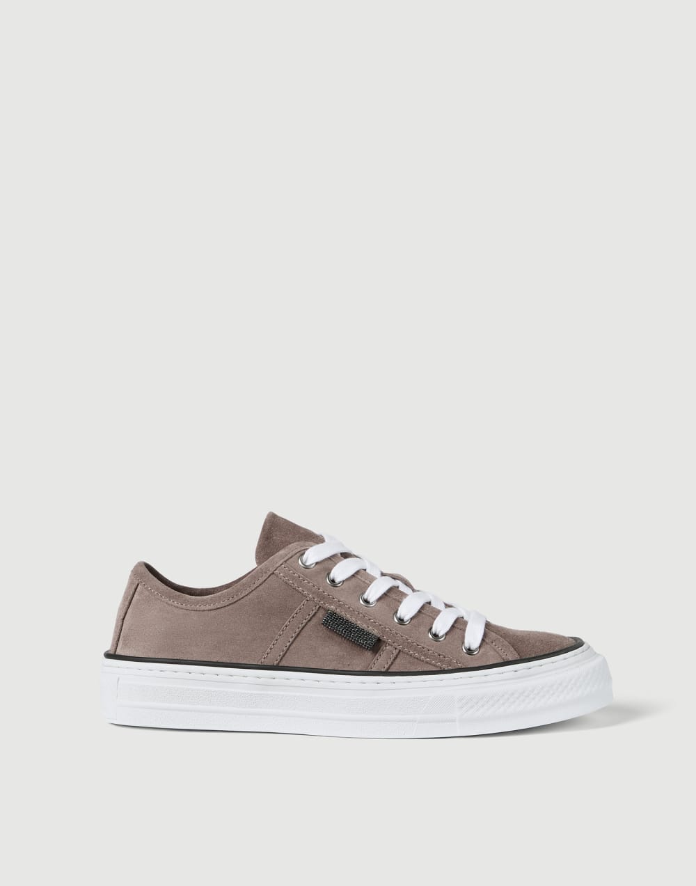 Suede sneakers with monili Brown Woman - Brunello Cucinelli