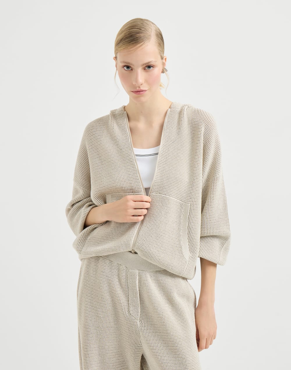 闪亮纹理上衣 燕麦色 女款 - Brunello Cucinelli