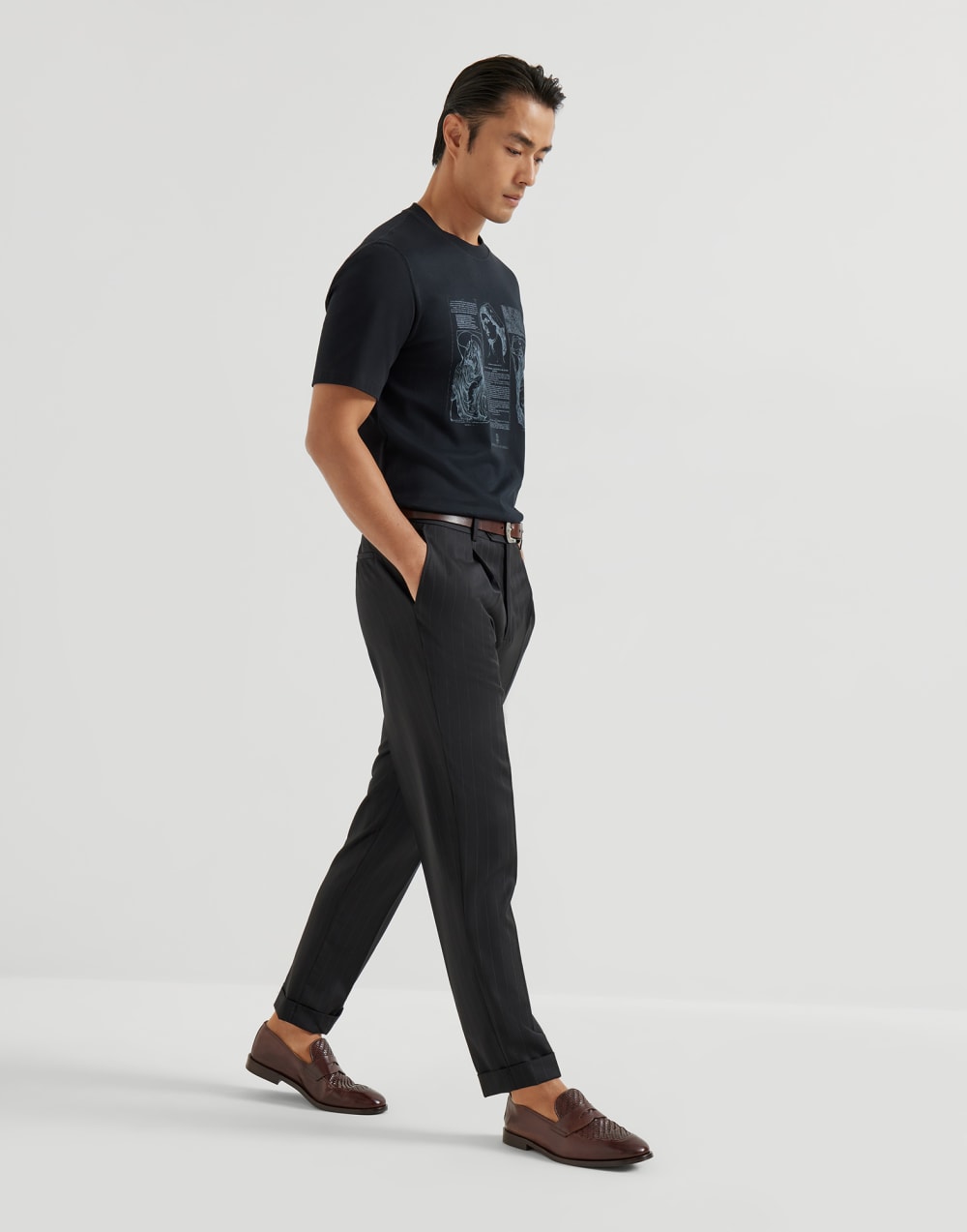 Pantalone gessato Nero Uomo - Brunello Cucinelli