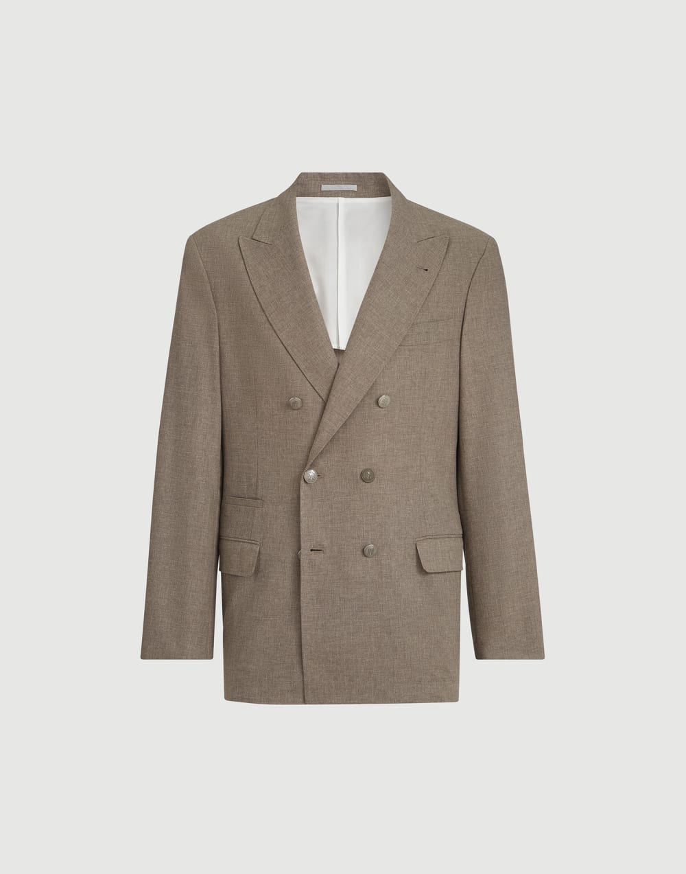 Blazer deconstruido de doble botonadura Marrón Claro Hombre - Brunello Cucinelli