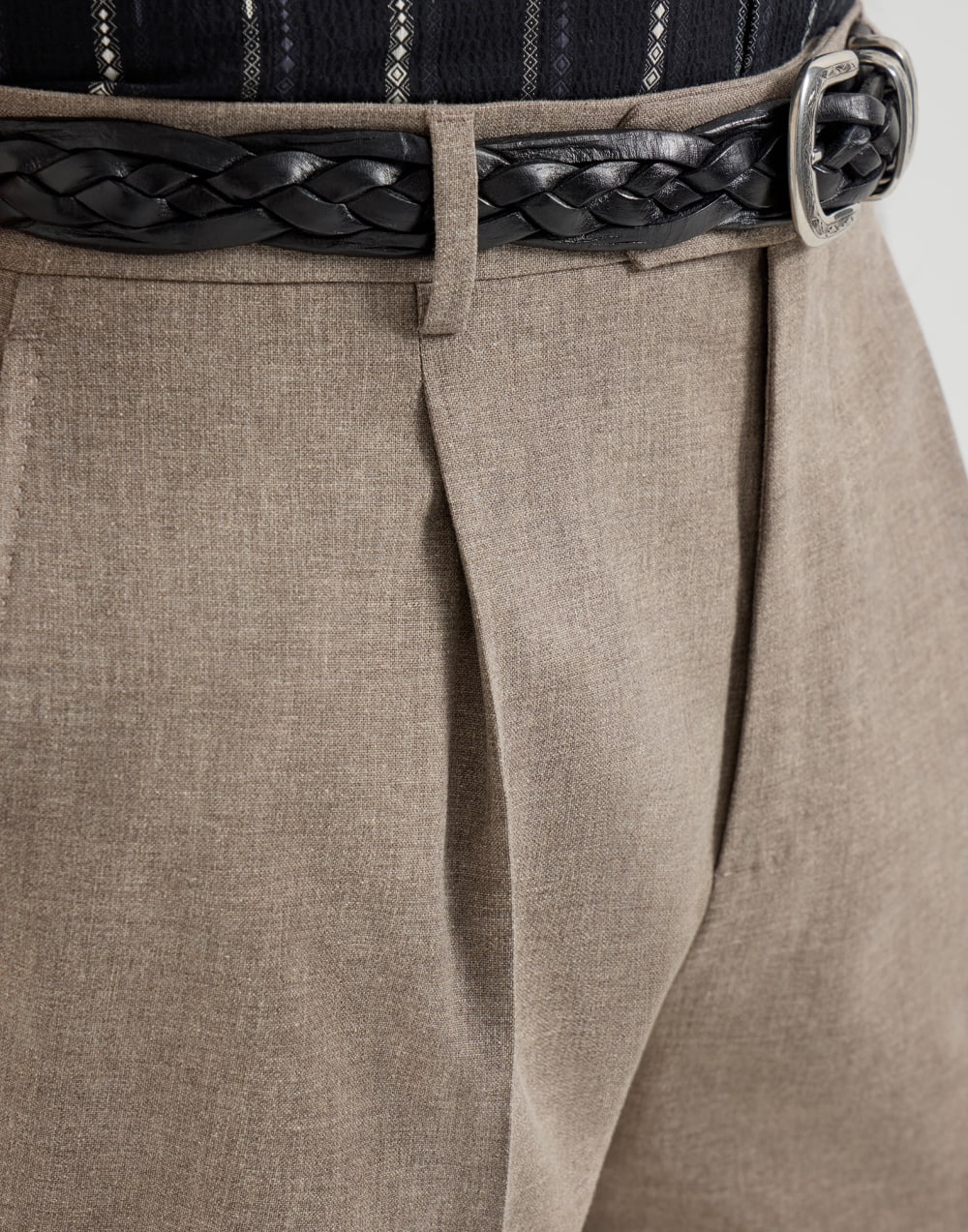 打摺长裤 浅棕色 男款 - Brunello Cucinelli