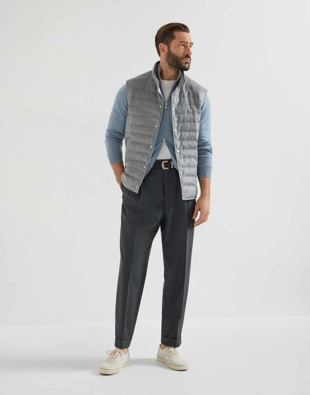 Cashmere cardigan Slate Man - Brunello Cucinelli