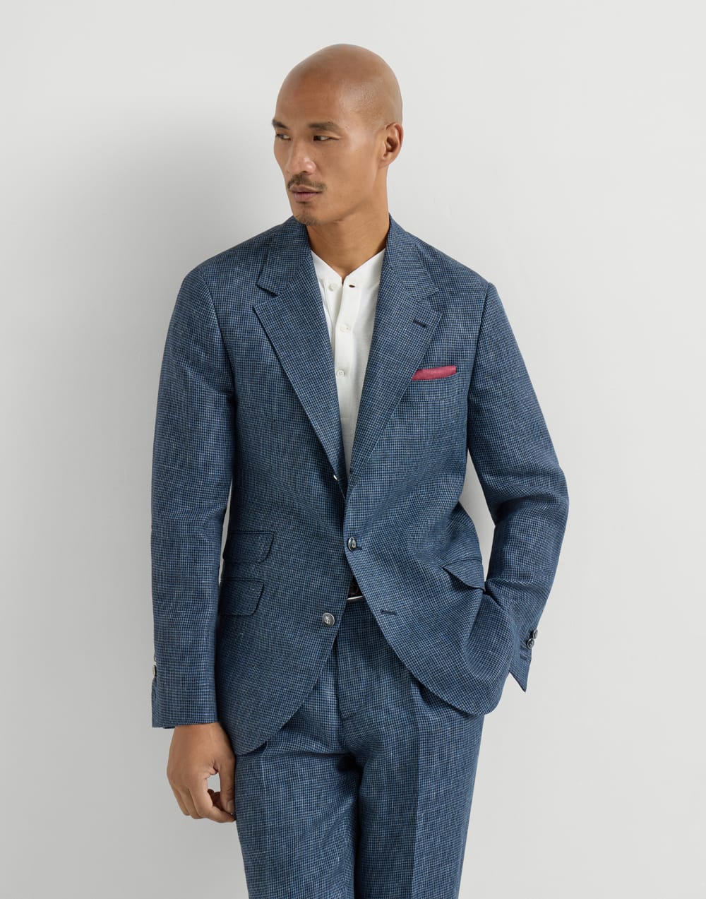 Houndstooth deconstructed blazer Denim Man - Brunello Cucinelli
