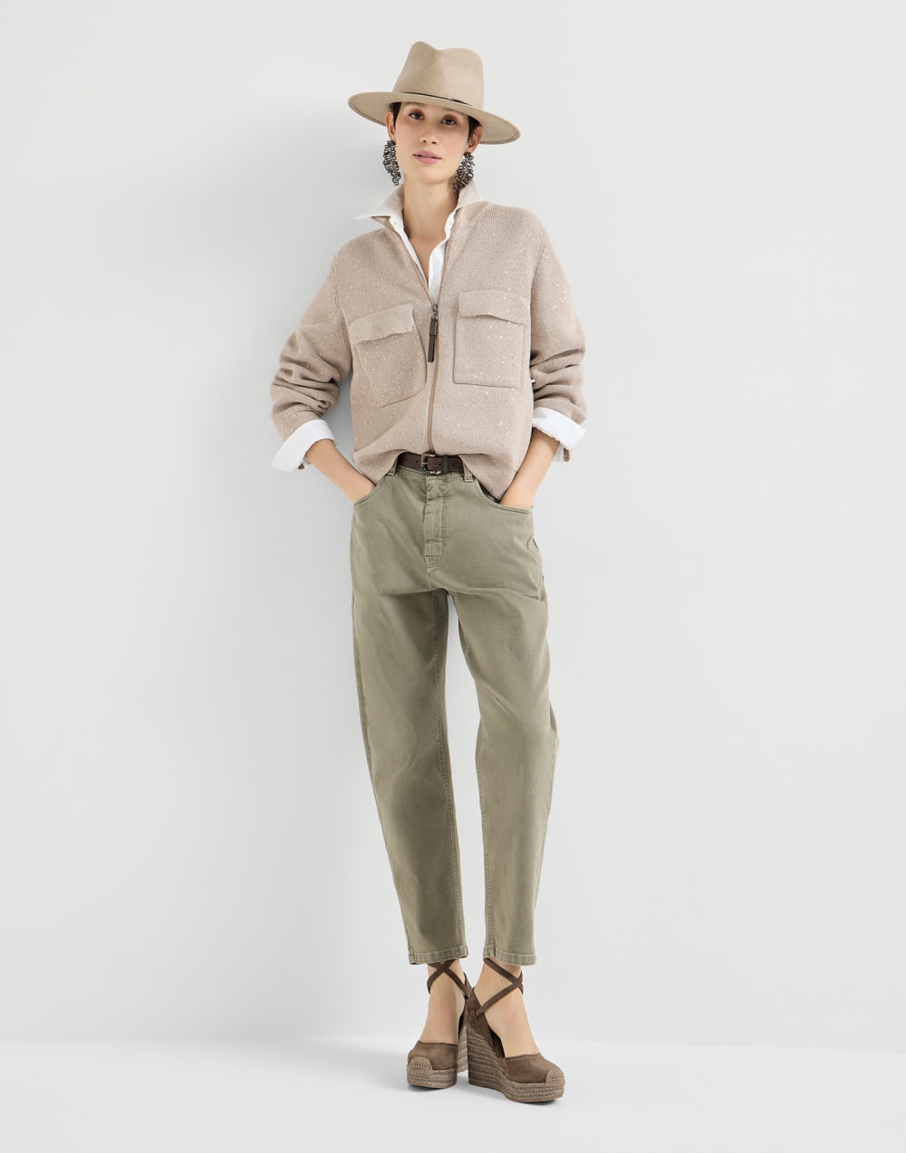 Espadrilles aus Veloursleder Braun Damen - Brunello Cucinelli