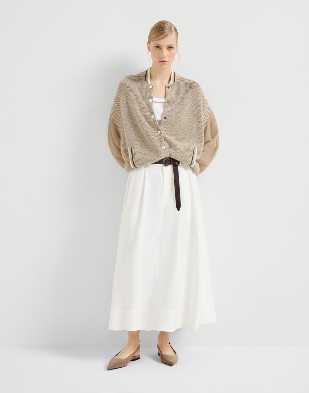 绒面革掛帶平底鞋 棕色 女款 - Brunello Cucinelli