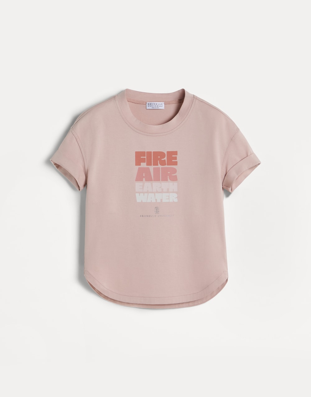 Camiseta en punto de algodón con estampado Rosa Claro Niña - Brunello Cucinelli