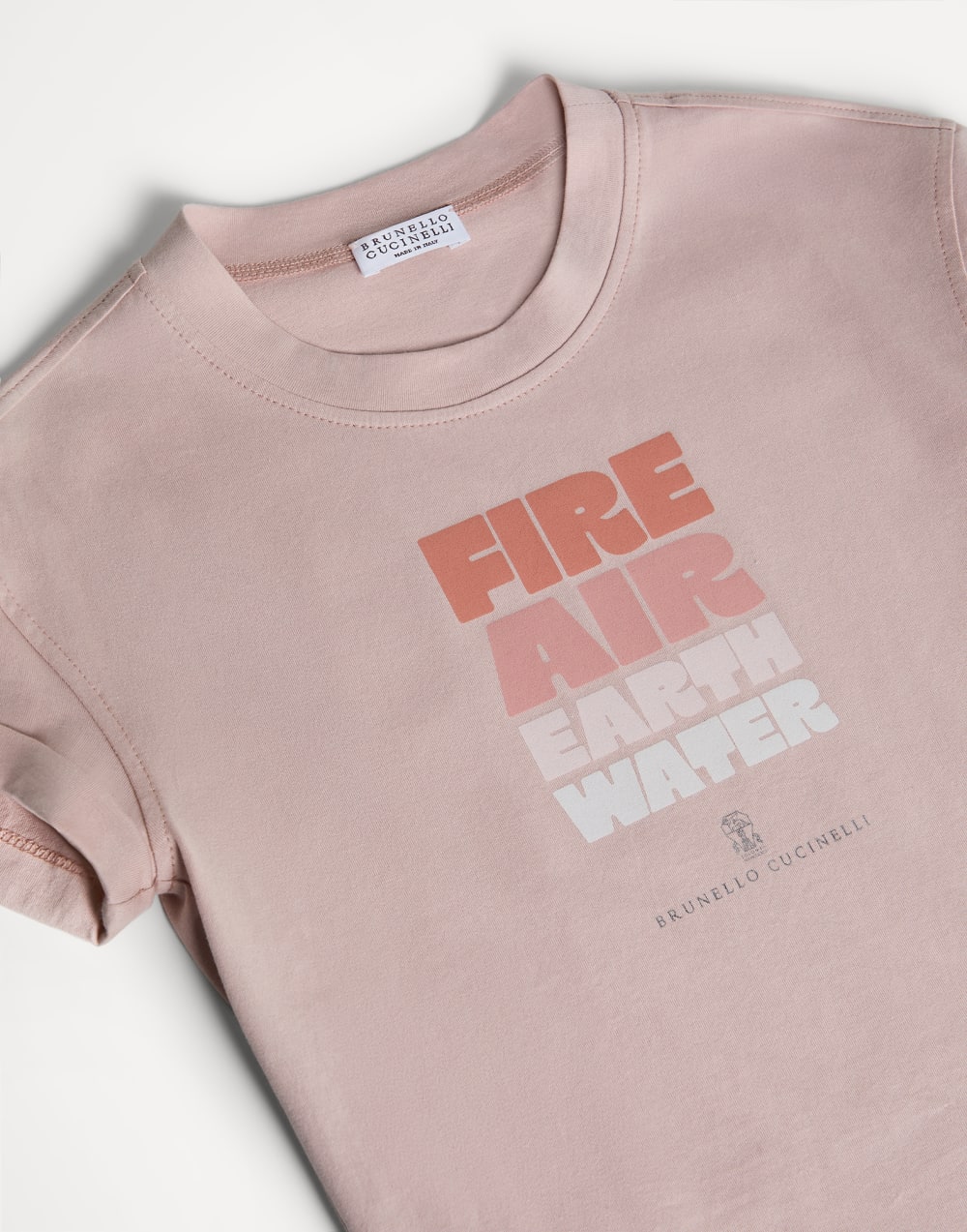 Camiseta en punto de algodón con estampado Rosa Claro Niña - Brunello Cucinelli