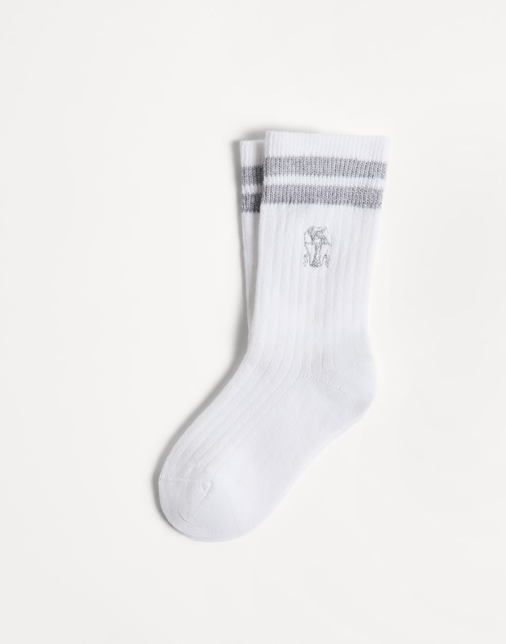 Cotton knit socks with logo Grey Girls - Brunello Cucinelli