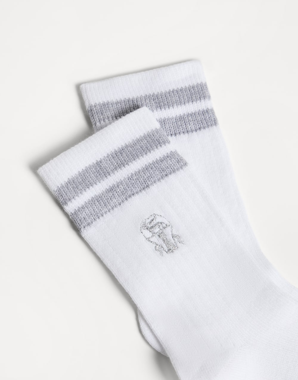 Cotton knit socks with logo Grey Girls - Brunello Cucinelli