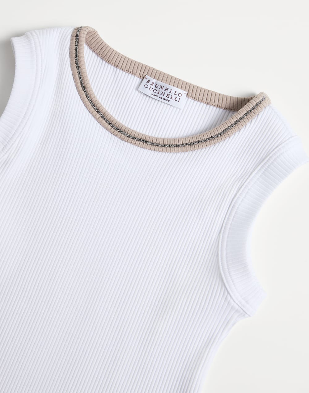Ribbed jersey top with monili Panama Girls - Brunello Cucinelli