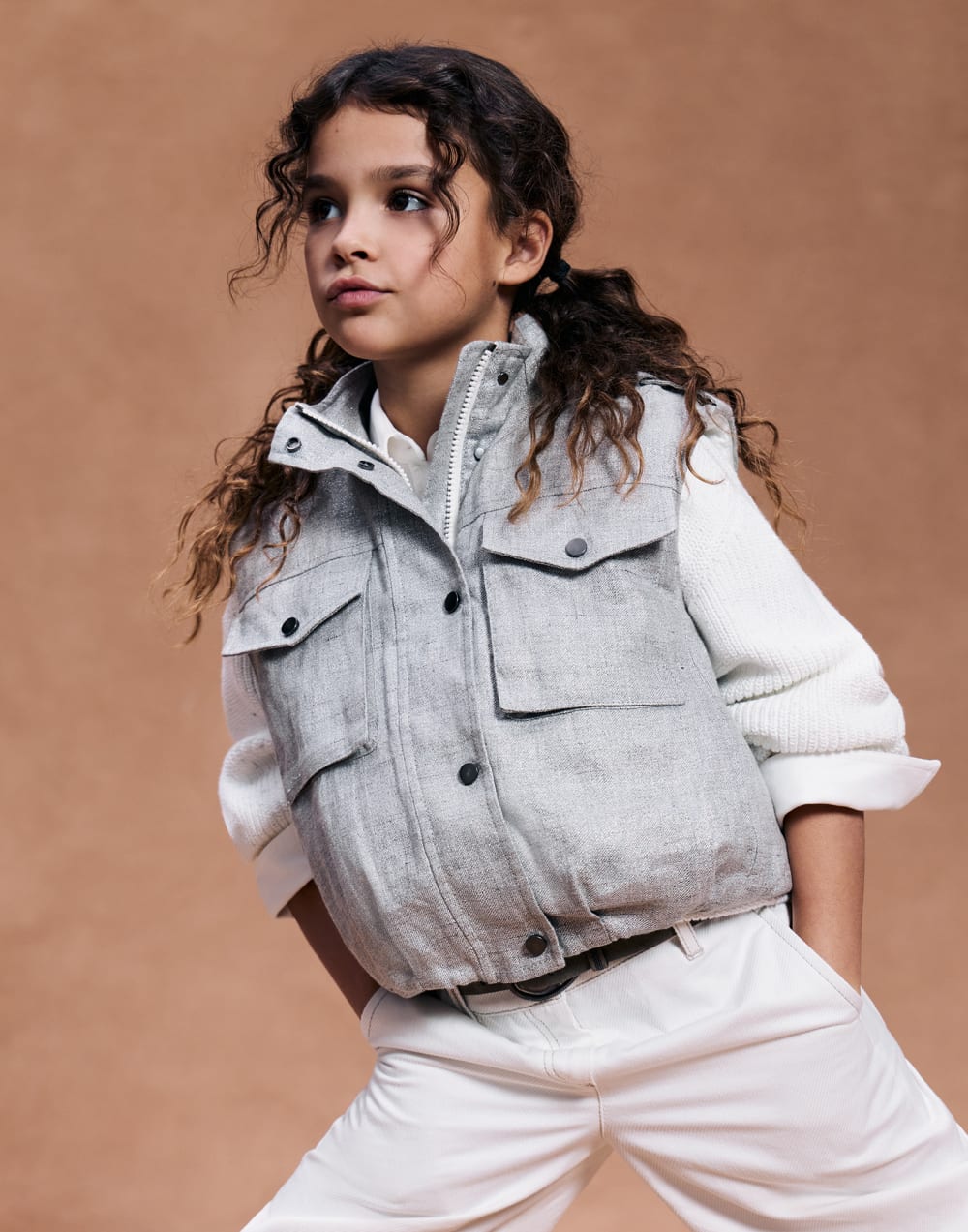 Down vest with monili Silver Girls - Brunello Cucinelli