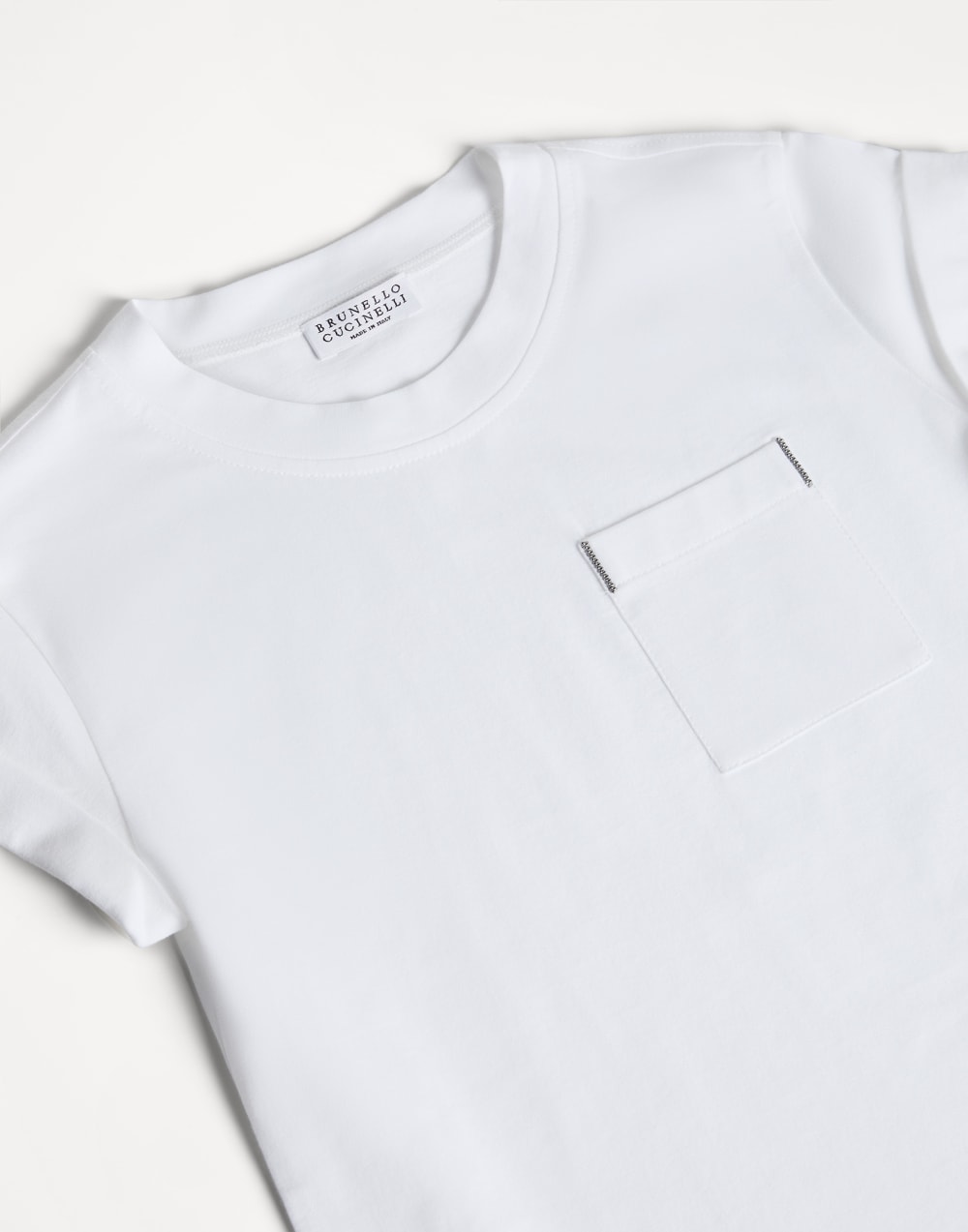 镶珠装饰棉质汗布 T 恤 白色 女童 - Brunello Cucinelli