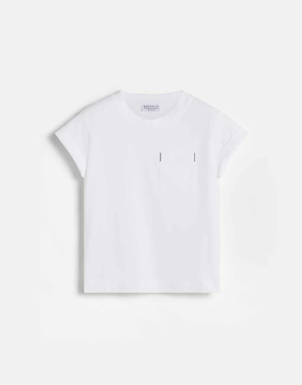 镶珠装饰棉质汗布 T 恤 白色 女童 - Brunello Cucinelli