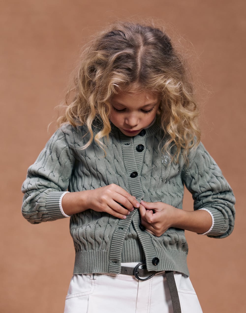 Cotton cardigan Sage Girls - Brunello Cucinelli