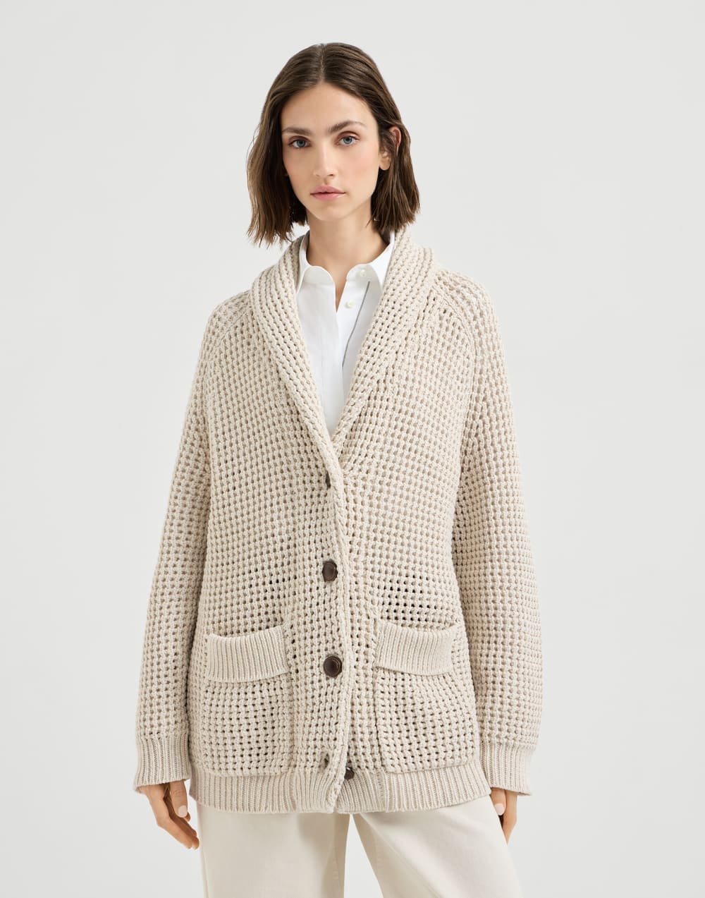Net cardigan Oat Woman - Brunello Cucinelli