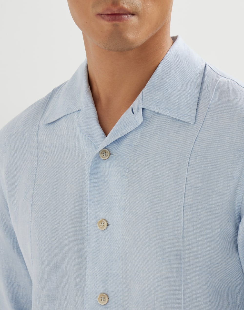 Shirt with Crête details Azure Man - Brunello Cucinelli