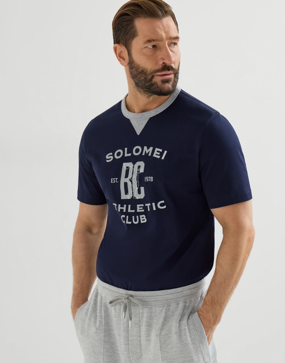 T-shirt with print Cobalt Man - Brunello Cucinelli