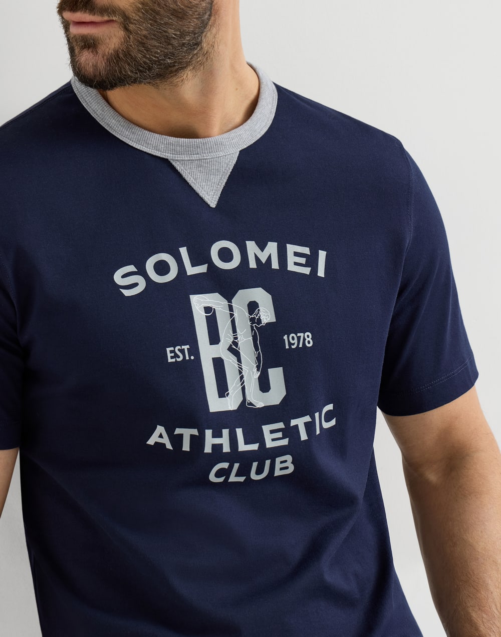 T-shirt with print Cobalt Man - Brunello Cucinelli