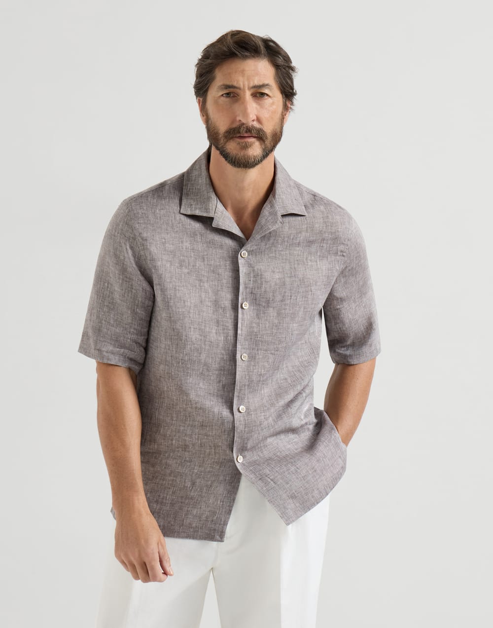 Short sleeve shirt Brown Man - Brunello Cucinelli