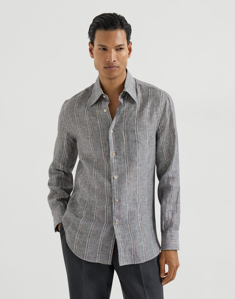 ブレストポケット付き シャツ グレー メンズ - Brunello Cucinelli