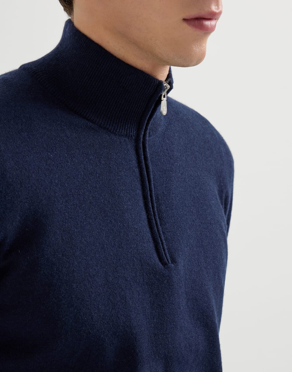 Pull en cachemire à ouverture par zip Bleu Marine Homme - Brunello Cucinelli