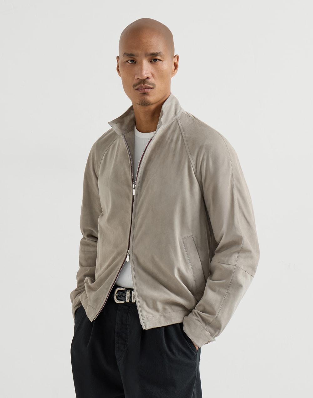 绒面革短夹克 卡其 男款 - Brunello Cucinelli