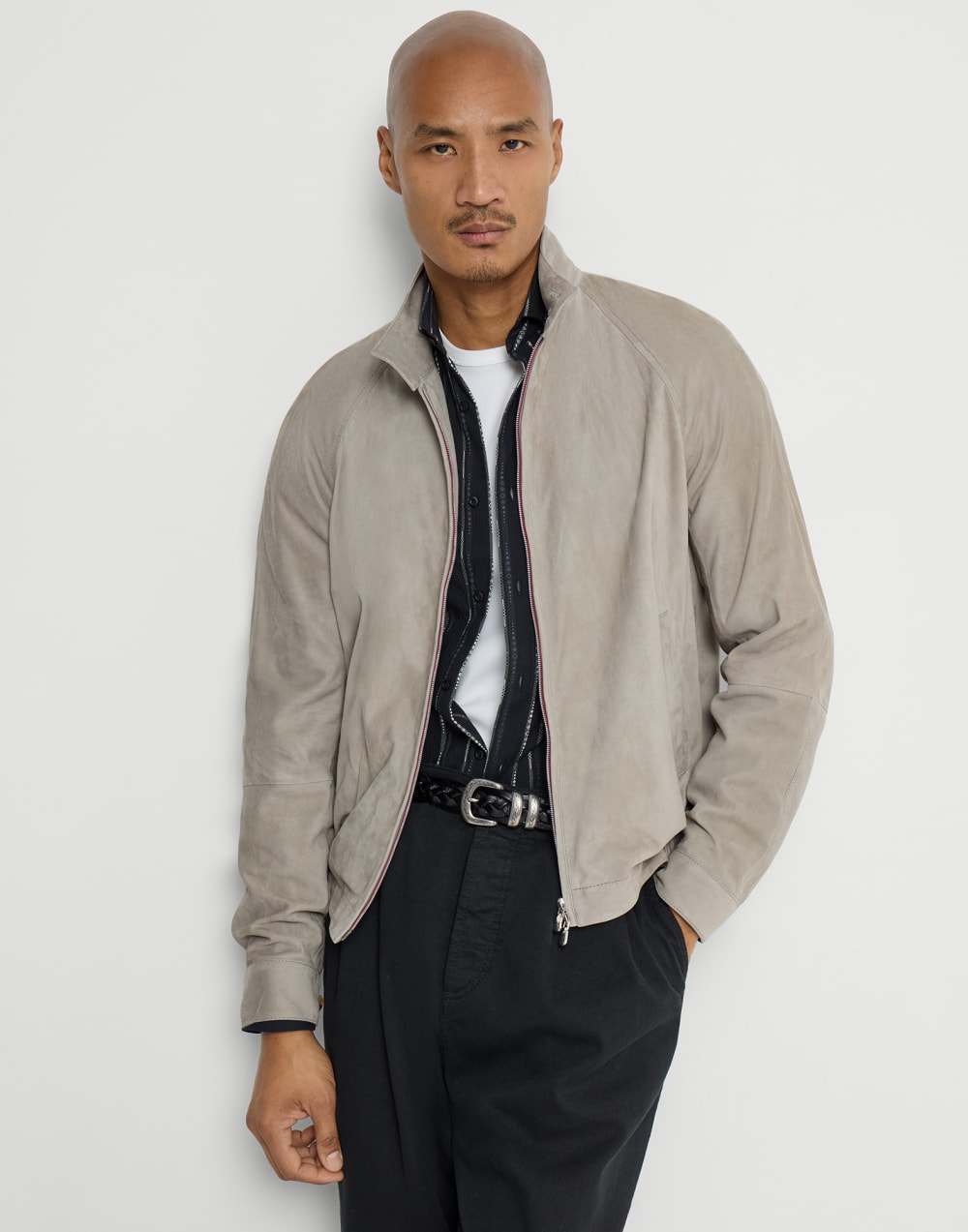 绒面革短夹克 卡其 男款 - Brunello Cucinelli