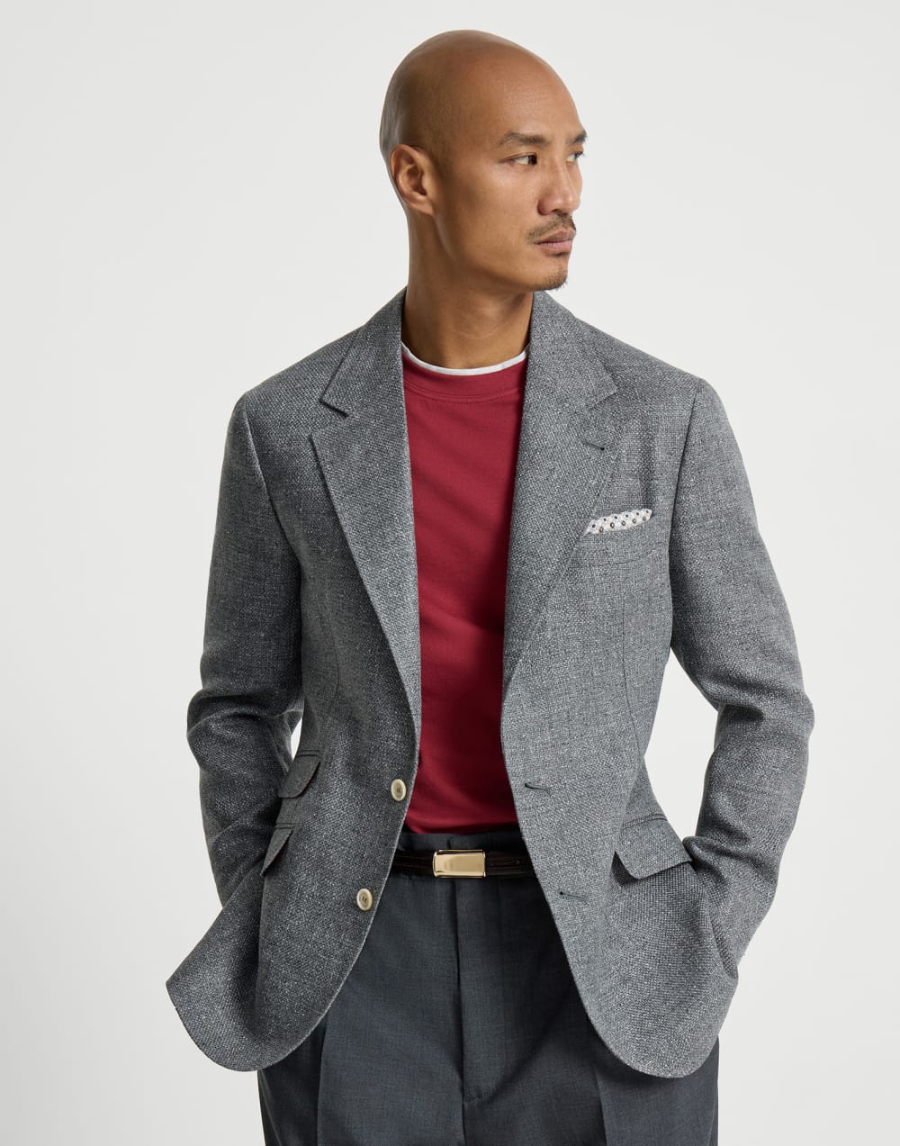Hopsack deconstructed blazer Medium Grey Man - Brunello Cucinelli