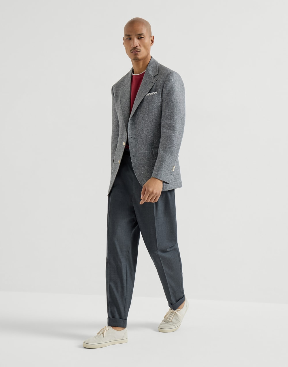Hopsack deconstructed blazer Medium Grey Man - Brunello Cucinelli