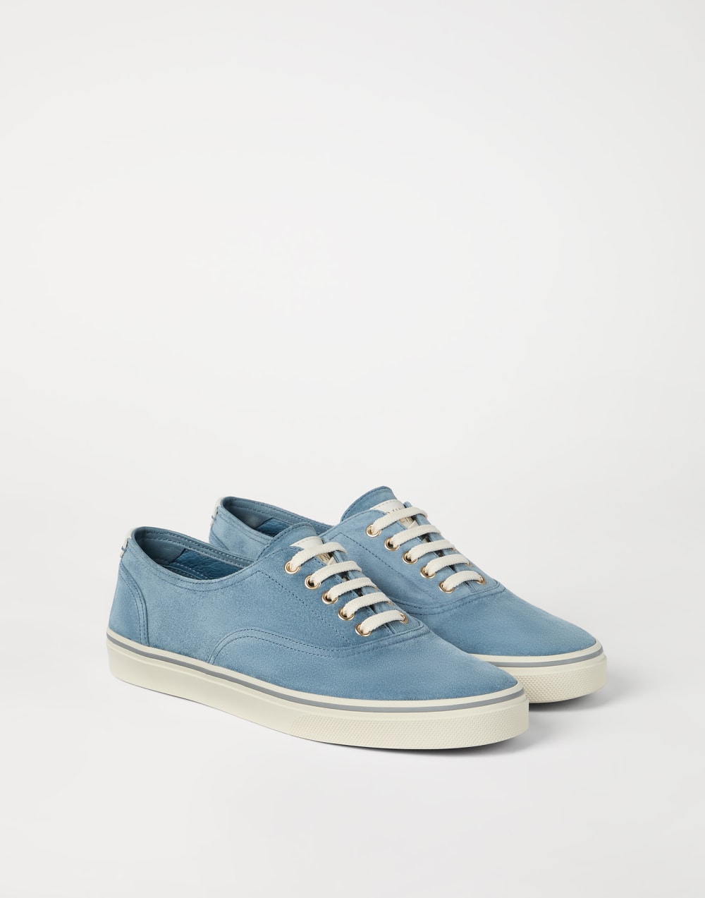 Reversed calfskin sneakers Azure Man - Brunello Cucinelli