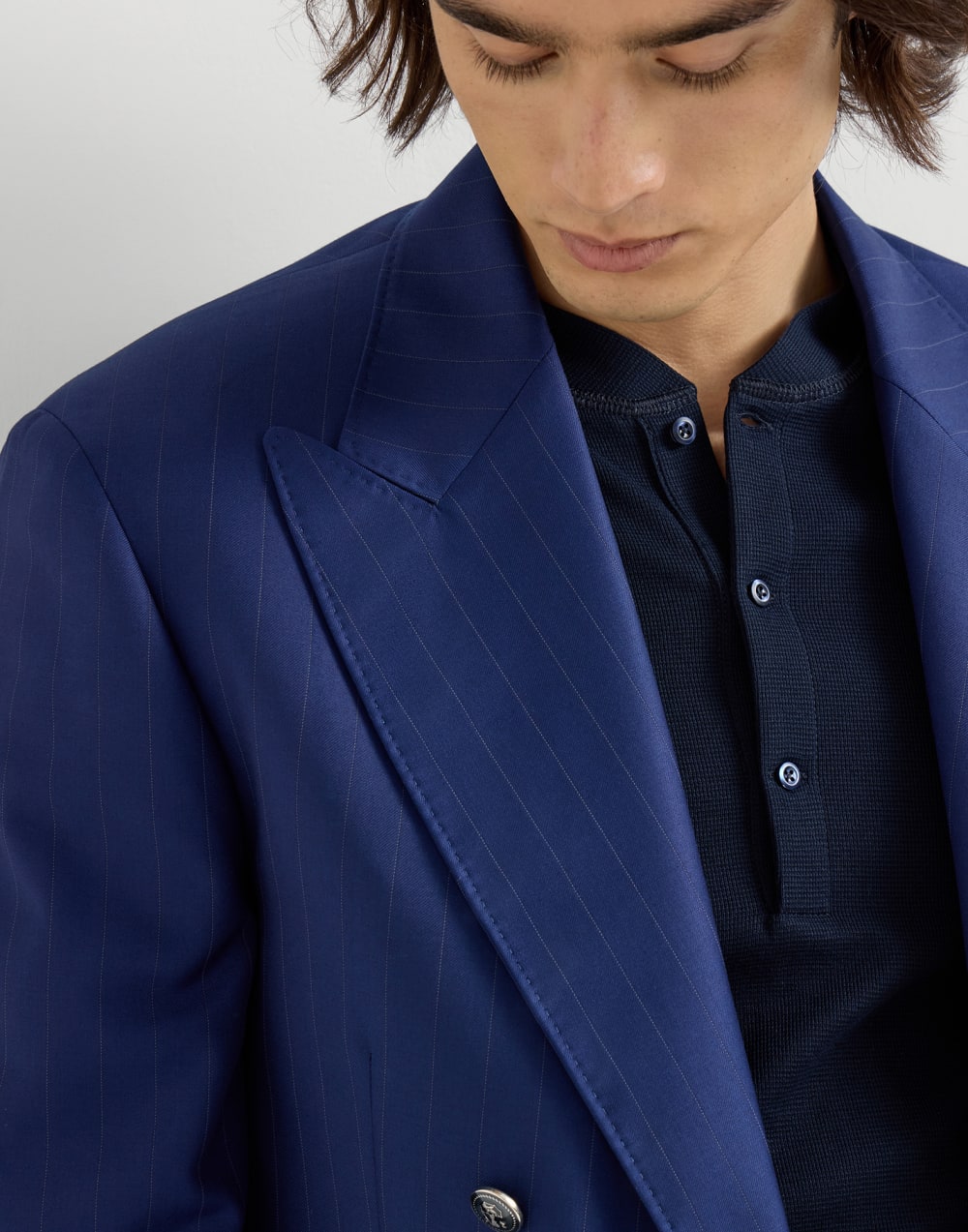 One-and-a-half breasted blazer Royale Blue Man - Brunello Cucinelli