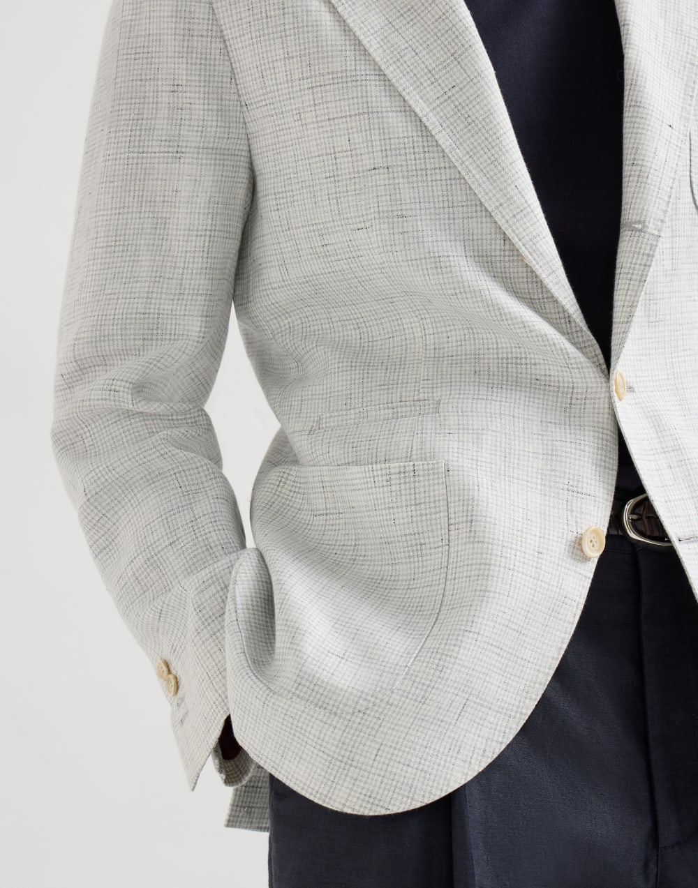 Houndstooth deconstructed blazer Pearl Grey Man - Brunello Cucinelli