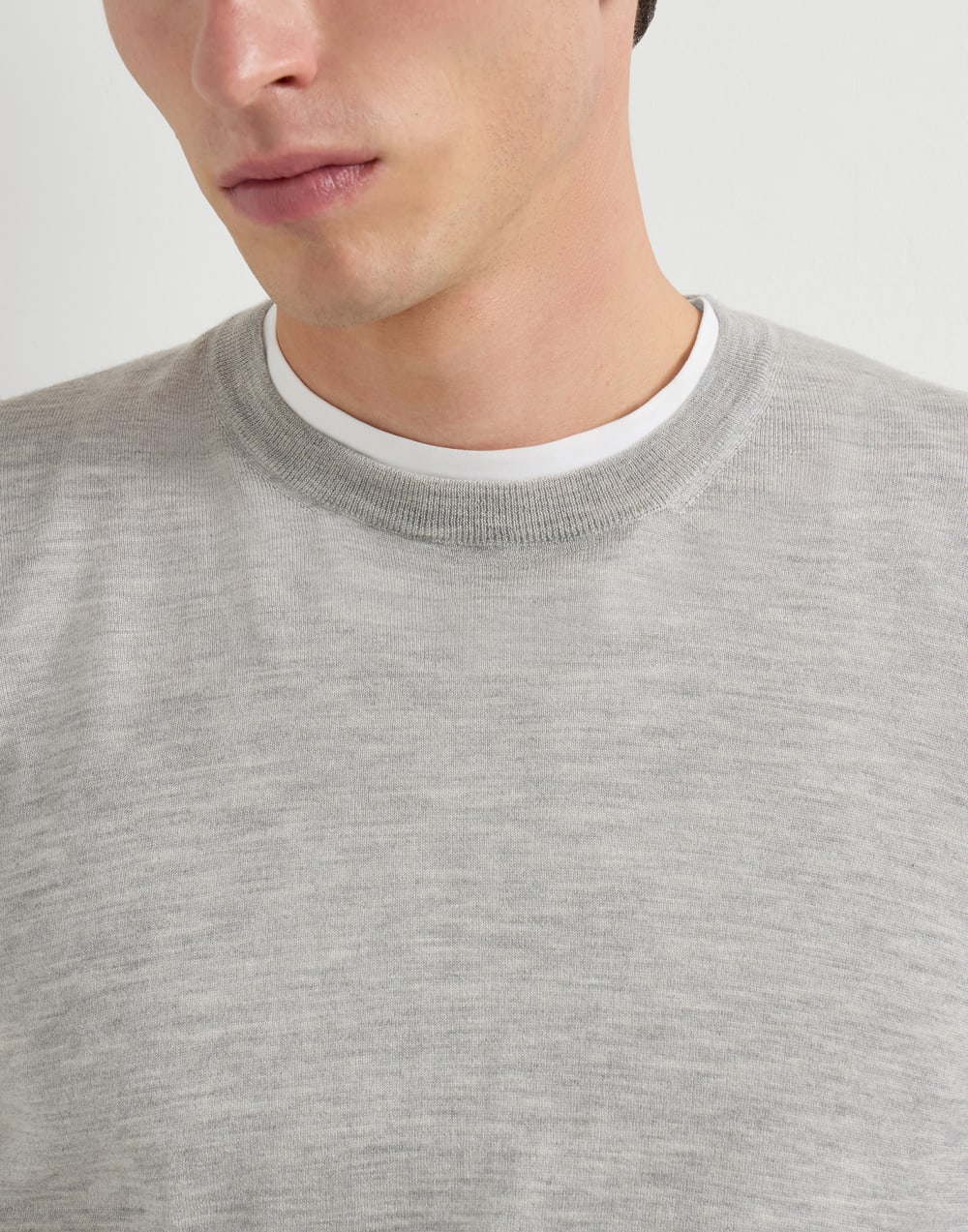 Leichter Pullover aus Kaschmir und Seide Kiesel Herren - Brunello Cucinelli