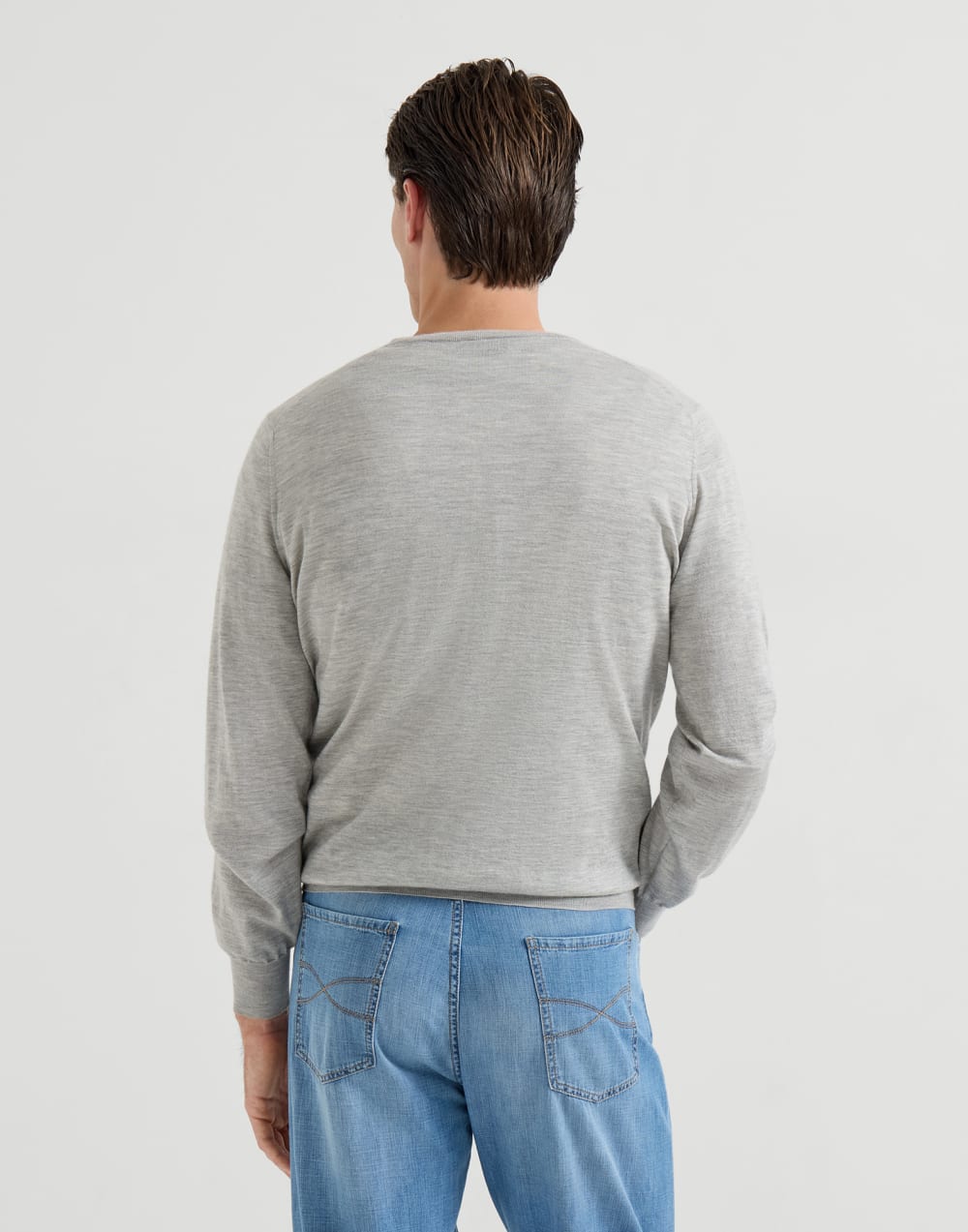 Leichter Pullover aus Kaschmir und Seide Kiesel Herren - Brunello Cucinelli