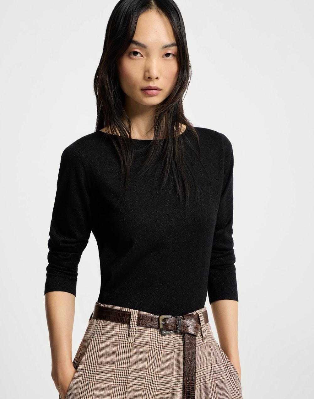 Pullover aus Kaschmir und Sparkling-Seide Schwarz Damen - Brunello Cucinelli