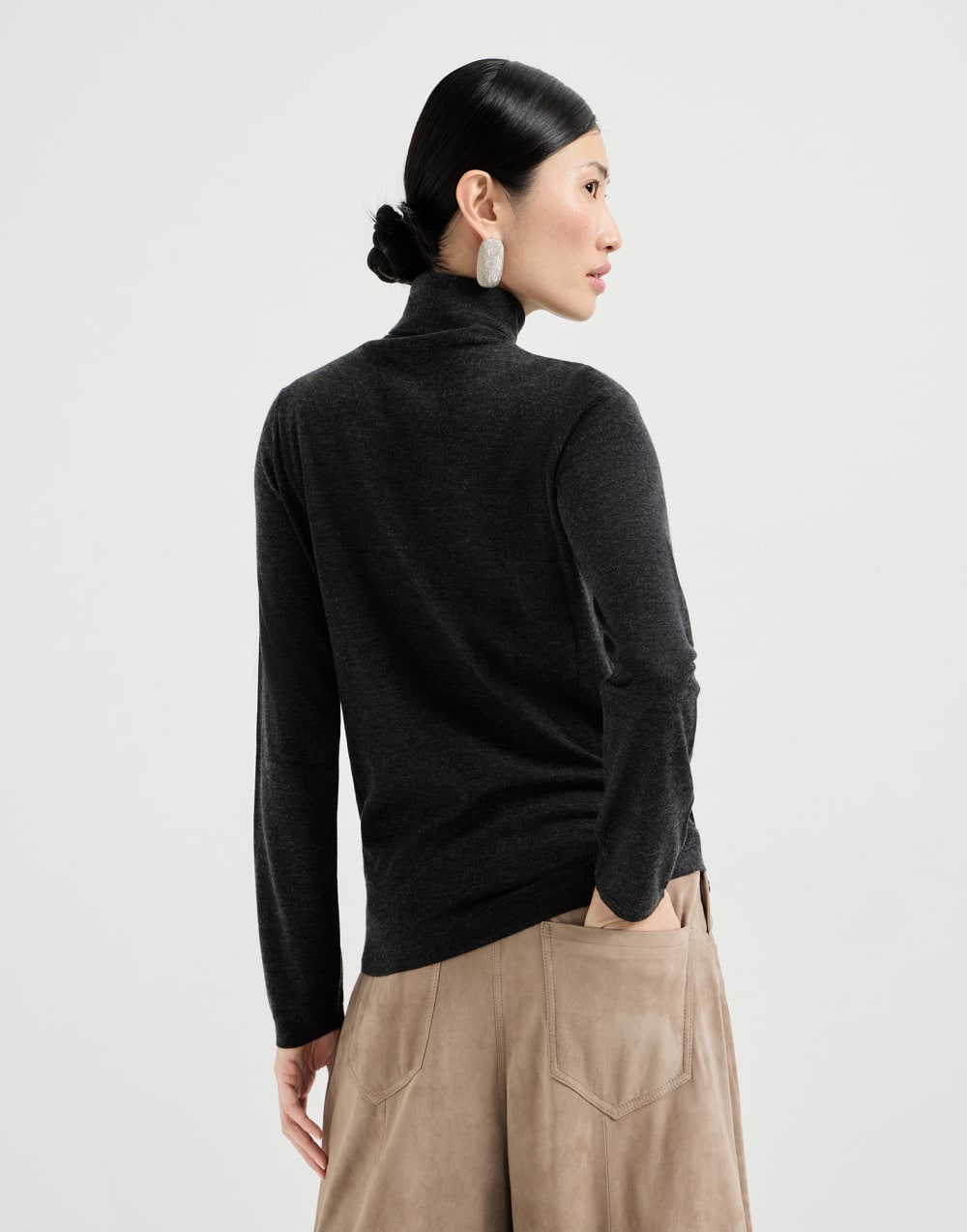 Cashmere and silk sweater Anthracite Woman - Brunello Cucinelli