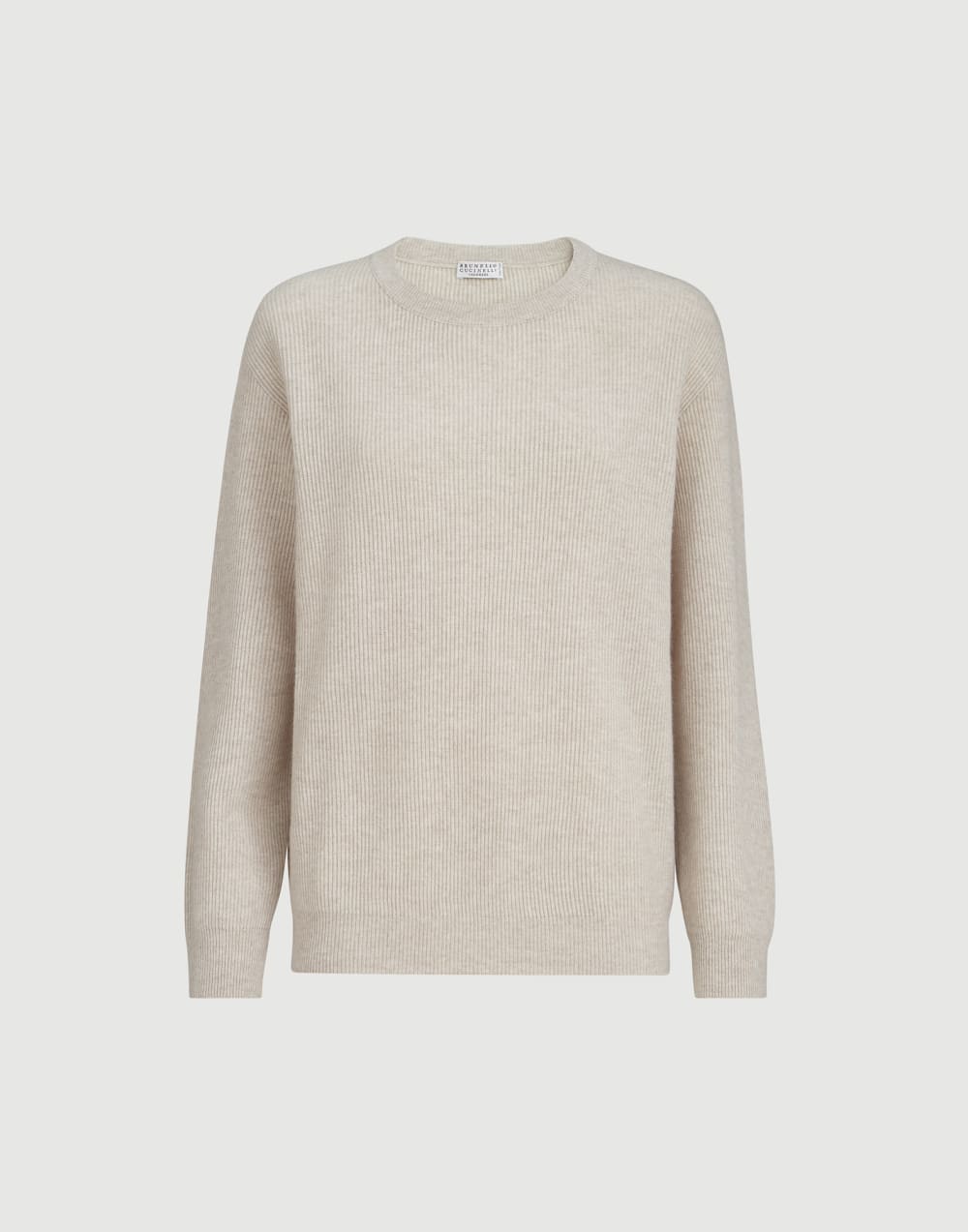 Cashmere sweater with monili Oyster Woman - Brunello Cucinelli
