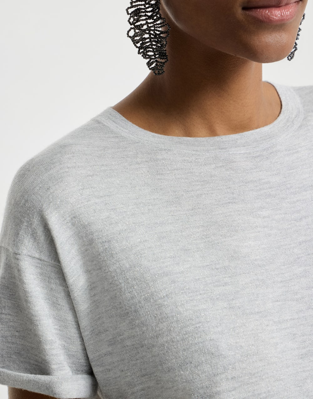 Cashmere and silk lightweight sweater Light Grey Woman - Brunello Cucinelli