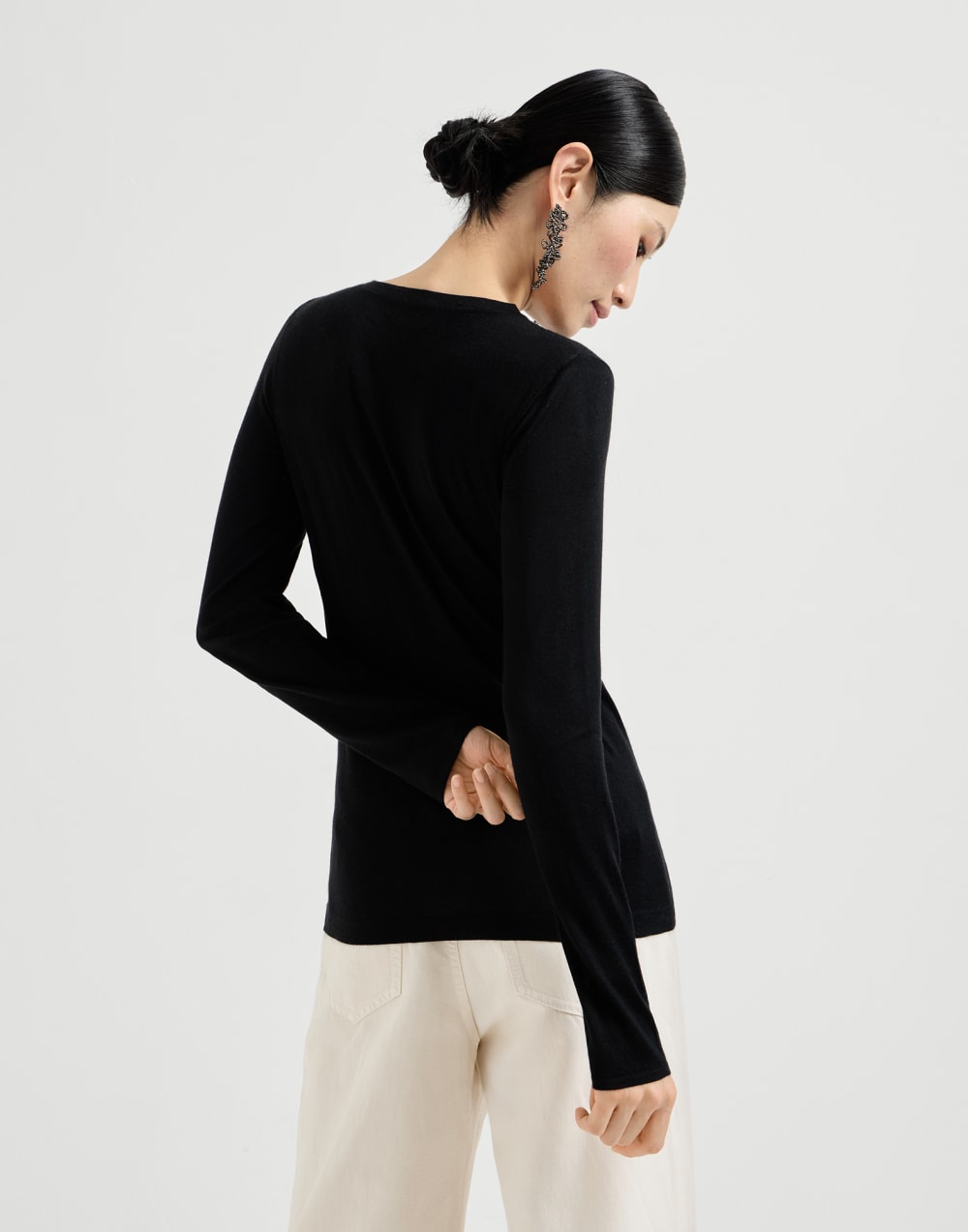 Cashmere and silk sweater Black Woman - Brunello Cucinelli