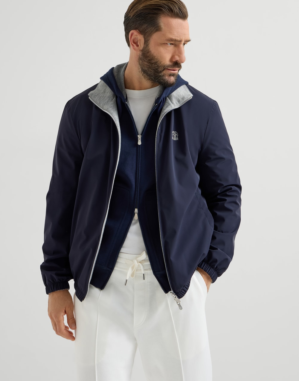 Reversible jacket Navy Blue Man - Brunello Cucinelli