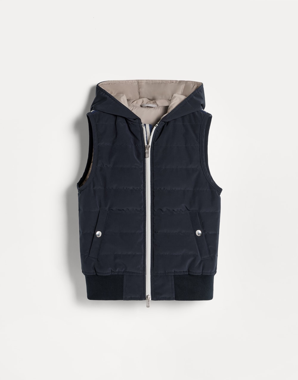 Hooded down vest Blue Boys - Brunello Cucinelli