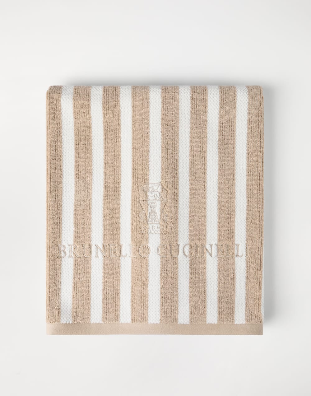 Striped terrycloth beach towel Beige Lifestyle - Brunello Cucinelli